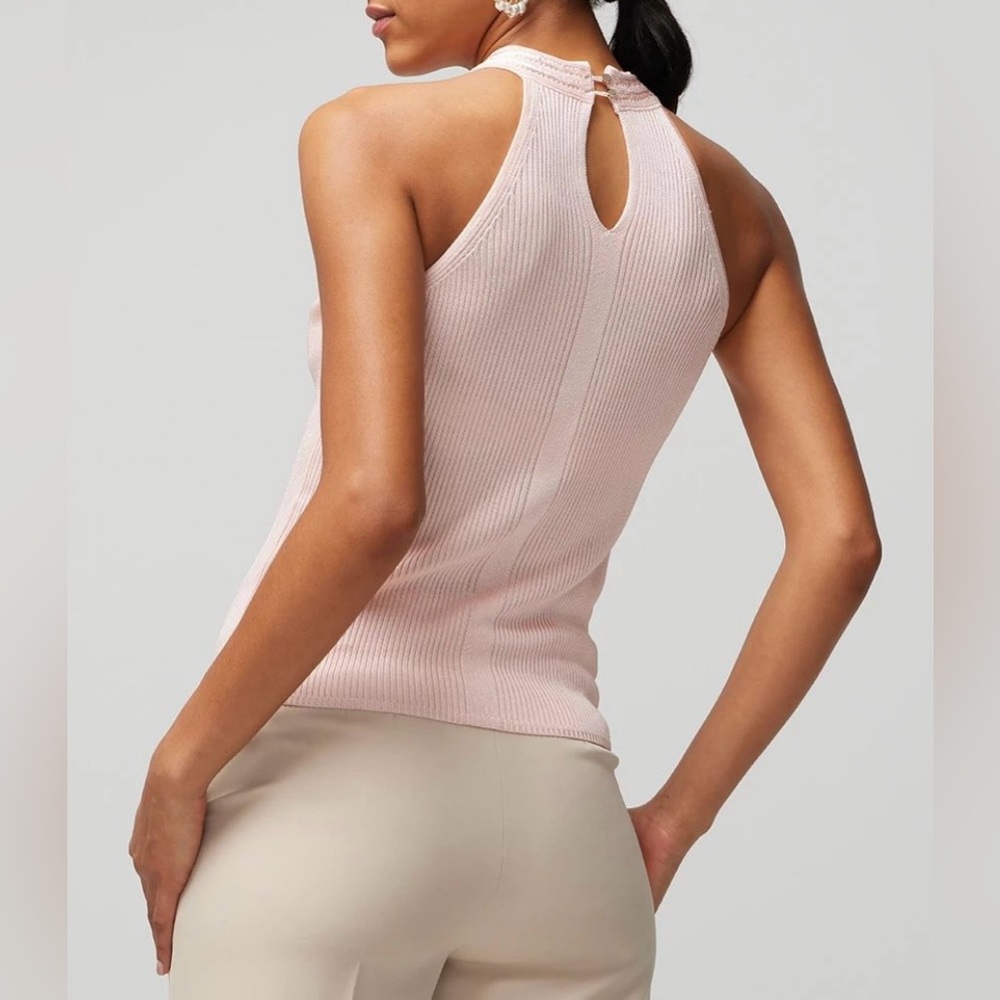 White House Black Market braided Pink Halter Top size small - Picture 2 of 10